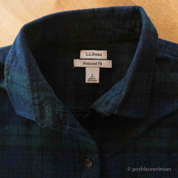L.L. Bean Women's Scotch Plaid Flannel Shirt – Black Watch – US Small Tall - Picture 6 of 6